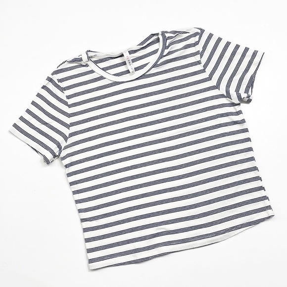 Love Charm navy blue/white striped cropped top - Picture 1 of 5